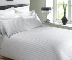 satin stripe bed linen