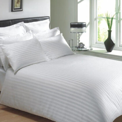 satin stripe bed linen